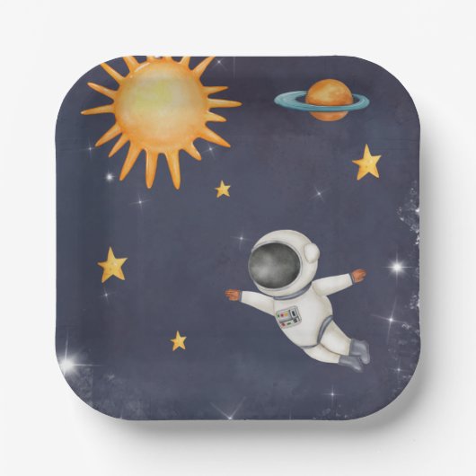 Assiettes En Carton Premier voyage autour du Soleil Garçons Décor d'an (Recto)