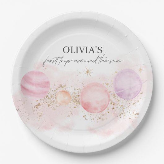 Assiettes En Carton Premier Voyage Autour Du Soleil Plaques Papier Ann (Devant)