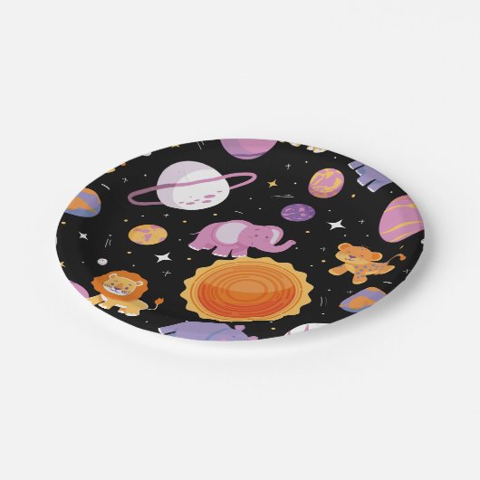 Assiettes En Carton Premier voyage autour du soleil safari animaux dan (Angle)