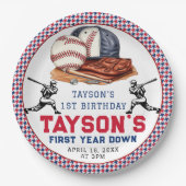 Assiettes En Carton Première année de baseball bas 1ère fête d'anniver (Devant)