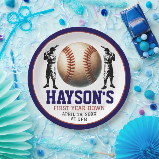 Assiettes En Carton Première année de baseball bas 1ère fête d'anniver (Fête)