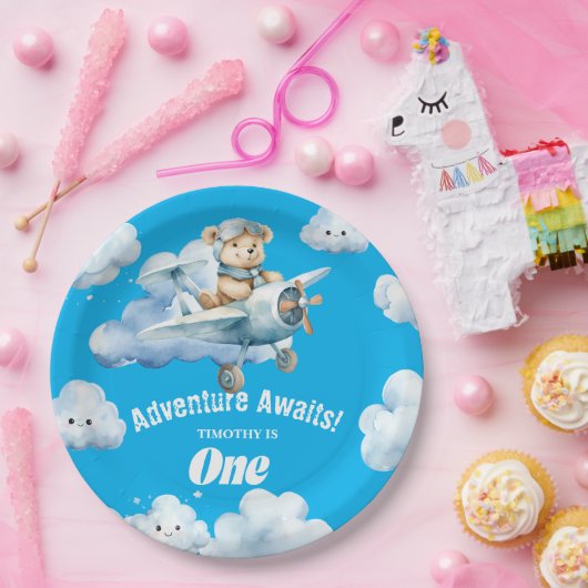 Assiettes En Carton Première année de Teddy Sky-High Soiree (Fête)