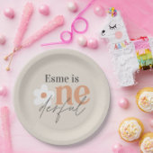 Assiettes En Carton Première anniversaire marguerite boho rétro terrac (Fête)