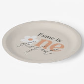 Assiettes En Carton Première anniversaire marguerite boho rétro terrac (Angle)