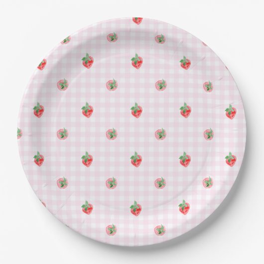 Assiettes En Carton Première aquarelle de Preppy Berry Birthday Strawb (Devant)