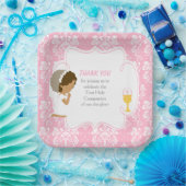 Assiettes En Carton Première communion Africain-Américain rose Damask (Fête)