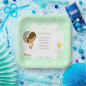 Assiettes En Carton Première communion Afro-Américain Vert Damas (Fête)