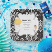 Assiettes En Carton Première Communion Blonde Boy Black Damask (Fête)