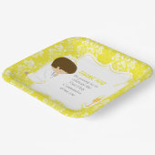 Assiettes En Carton Première Communion Brunette Boy Yellow Damask (Angulaire)