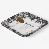 Assiettes En Carton Première Communion Brunette Garçon Noir Damask (Angulaire)