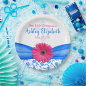 Assiettes En Carton Première communion de Daisy Daisy, bleu rose (Fête)