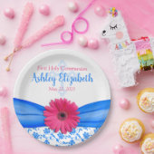Assiettes En Carton Première communion de Daisy Daisy, bleu rose (Fête)