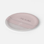 Assiettes En Carton Première communion de dentelle rose (Angle)
