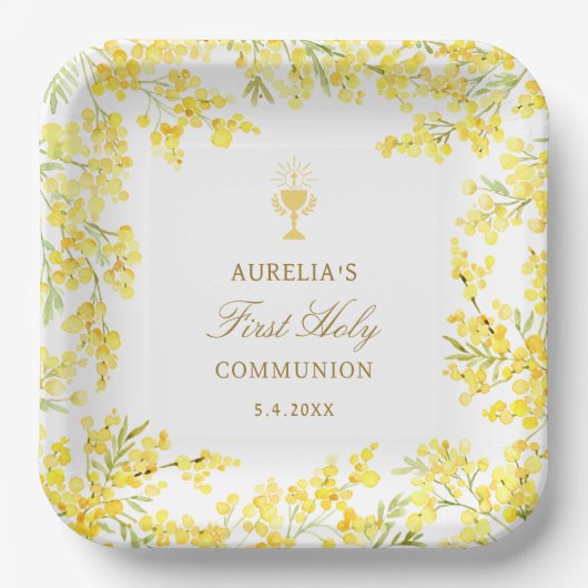 Assiettes En Carton Première communion de Mimosa (Recto)