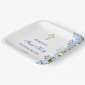 Assiettes En Carton Première communion Hydrangea Bleue (Angulaire)
