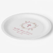 Assiettes En Carton Première communion personnalisée modifiable rose f (Angle)