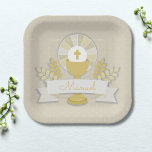 Assiettes En Carton Première communion, première communion beige<br><div class="desc">Élégante première communion beige</div>