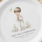 Assiettes En Carton Première communion sainte moderne pour garçon