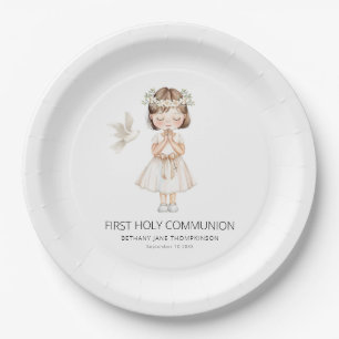 Assiettes En Carton Première communion sainte moderne pour la fille
