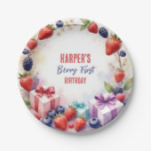 Assiettes En Carton Première fête de fraises d'anniversaire du Berry d (Devant)