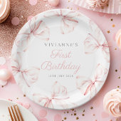 Assiettes En Carton Première fête de la fille aux pieds roses