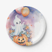 Assiettes En Carton Première fête du Boo-Day - Fantôme et Citrouille (Devant)
