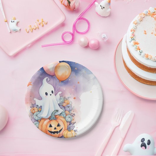 Assiettes En Carton Première fête du Boo-Day - Fantôme et Citrouille