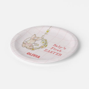 Assiettes En Carton Première fille lapin de Pâques sur le coupage de f