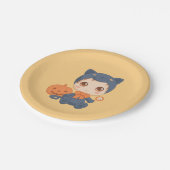 Assiettes En Carton Première Halloween mignonne bébé noir costume de c (Angle)