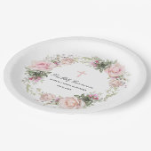 Assiettes En Carton Première Sainte Communion Croix rose (Angle)