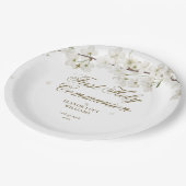 Assiettes En Carton Première Sainte Communion Élégante florale de fleu (Angle)