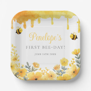 Assiettes En Carton Premiers Fleurs Jaunes de la Fête des Abeilles pou