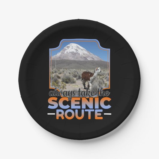 Assiettes En Carton Prenez la route Pittoresque - Llama Adventurer (Devant)