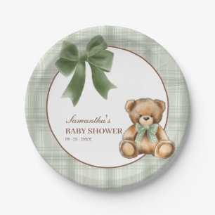 Assiettes En Carton Préparatifs pour une Baby Shower avec un Ours en P