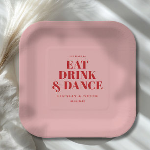Assiettes En Carton PRÉPAREZ-VOUS À MANGER BOIRE ET DANSER ! Mariage