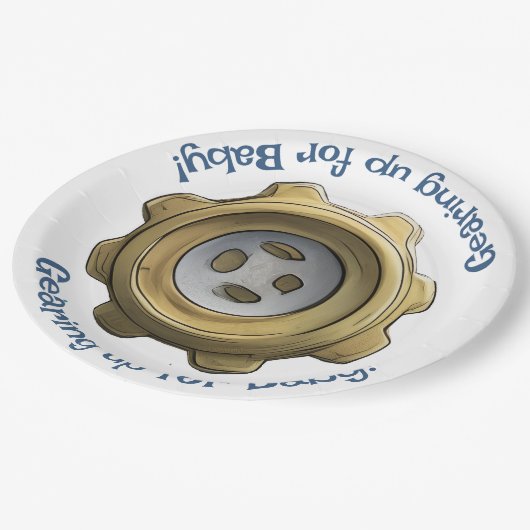 Assiettes En Carton Préparez-vous pour bébé ! Robot (Angle)