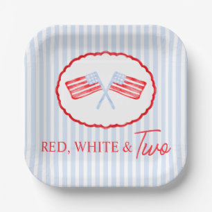 Assiettes En Carton Preppy Boys Red White & Two Patriotic Birthday