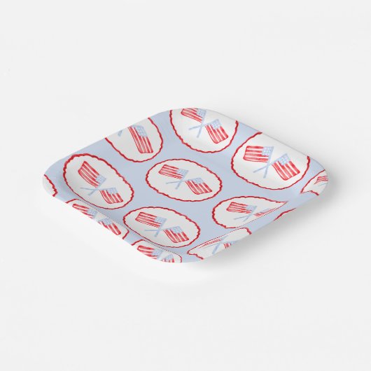 Assiettes En Carton Preppy Boys Red White & Two Patriotic Birthday (Angulaire)