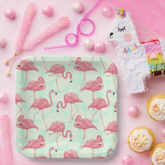 Assiettes En Carton Preppy Chic Elegant Pink Flamingo Motif (Fête)