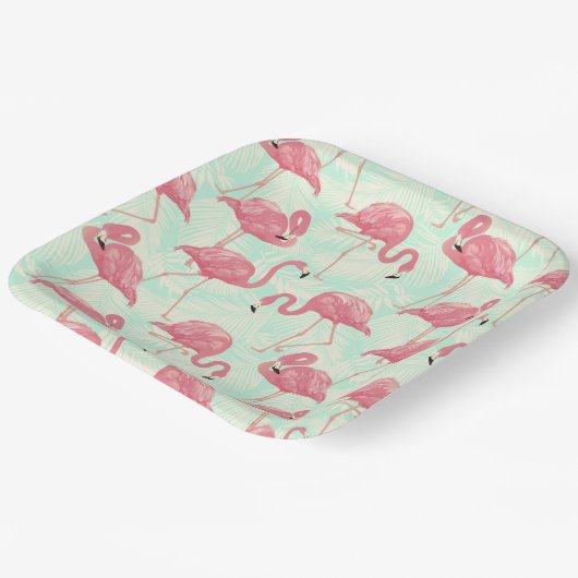 Assiettes En Carton Preppy Chic Elegant Pink Flamingo Motif (Angulaire)