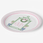 Assiettes En Carton Preppy Chinoiserie Pagode de Noël Monogramme (Angle)