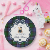 Assiettes En Carton Preppy Coquette Bow Bear Plaid Baby Shower (Fête)