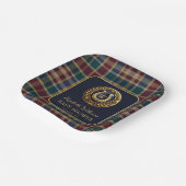 Assiettes En Carton Preppy Gold Horseshoe Monogram Baby shower bleu (Angulaire)