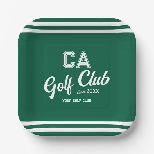 Assiettes En Carton Preppy Green Golf Club Custom Crest Party (Recto)