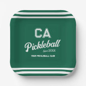 Assiettes En Carton Preppy Green Pickleball Club Custom Crest Party (Recto)