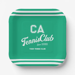 Assiettes En Carton Preppy Green Tennis Club Custom Crest Party