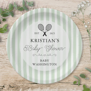 Assiettes En Carton Preppy Green Tennis Country Club Baby shower