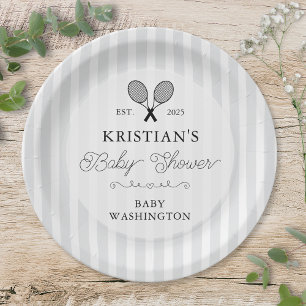 Assiettes En Carton Preppy Grey Tennis Country Club Baby shower