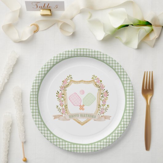 Assiettes En Carton Preppy Pickle Ball Joyeux anniversaire (Mariage)