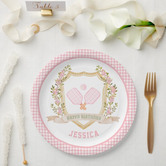 Assiettes En Carton Preppy Pickle Ball Joyeux anniversaire (Mariage)